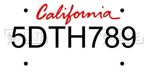 5DTH789 California License Plate