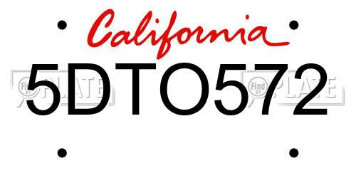 5DTO572 California License Plate