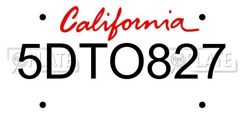5DTO827 California License Plate