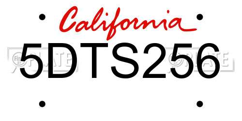 5DTS256 California License Plate