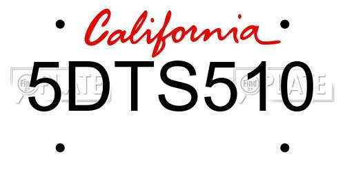5DTS510 California License Plate