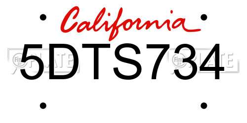 5DTS734 California License Plate