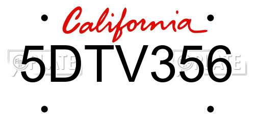 5DTV356 California License Plate