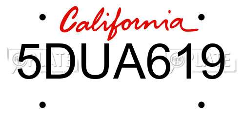 5DUA619 California License Plate