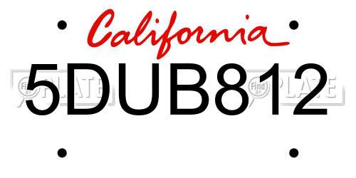 5DUB812 California License Plate