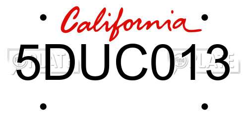 5DUC013 California License Plate