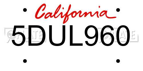 5DUL960 California License Plate