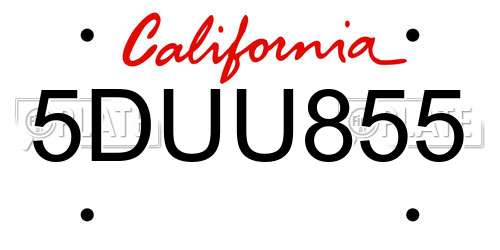 5DUU855 California License Plate