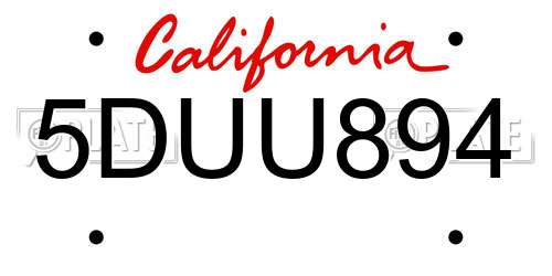 5DUU894 California License Plate