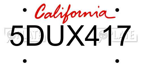 5DUX417 California License Plate