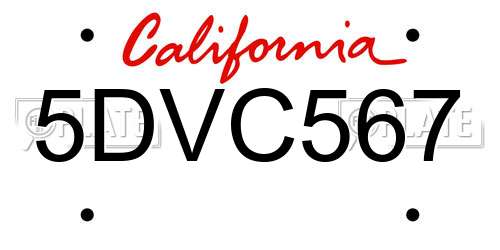 5DVC567 California License Plate