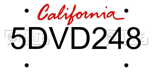 5DVD248 California License Plate