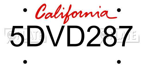 5DVD287 California License Plate