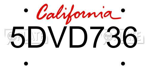 5DVD736 California License Plate