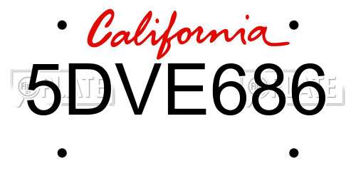 5DVE686 California License Plate