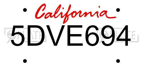 5DVE694 California License Plate