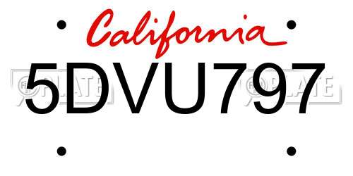 5DVU797 California License Plate