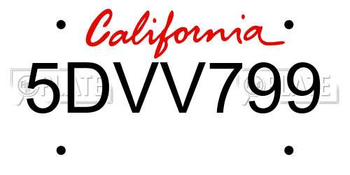 5DVV799 California License Plate