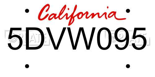5DVW095 California License Plate