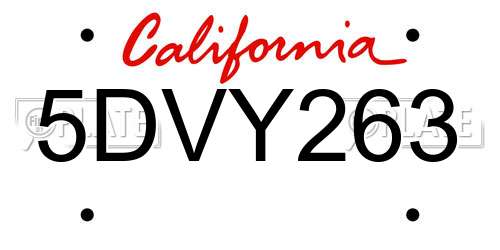 5DVY263 California License Plate