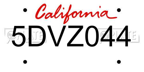 5DVZ044 California License Plate