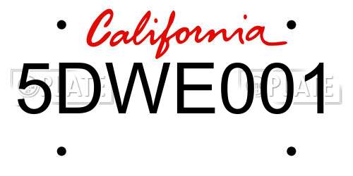 5DWE001 California License Plate