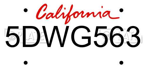 5DWG563 California License Plate