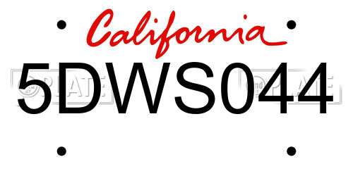 5DWS044 California License Plate