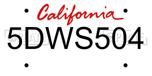 5DWS504 California License Plate