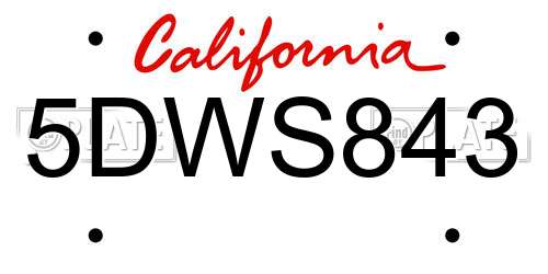 5DWS843 California License Plate