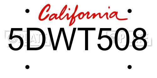 5DWT508 California License Plate