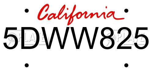 5DWW825 California License Plate