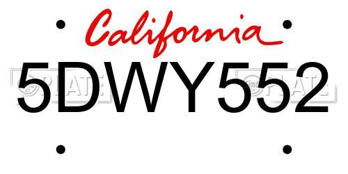 5DWY552 California License Plate