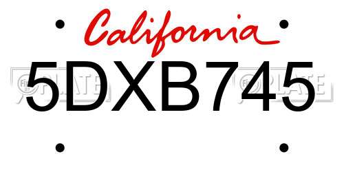 5DXB745 California License Plate