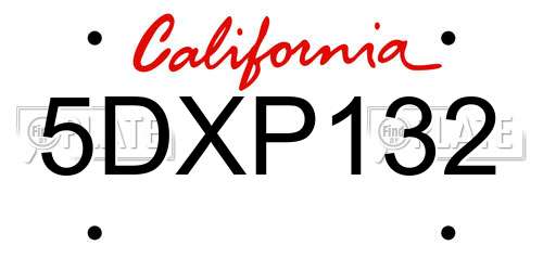 5DXP132 California License Plate