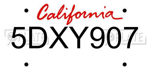 5DXY907 California License Plate