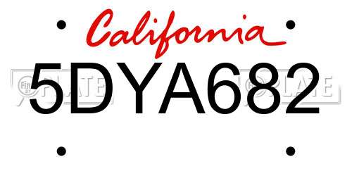 5DYA682 California License Plate