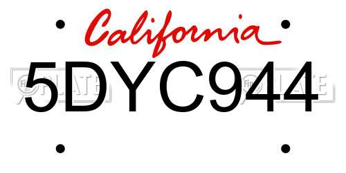 5DYC944 California License Plate