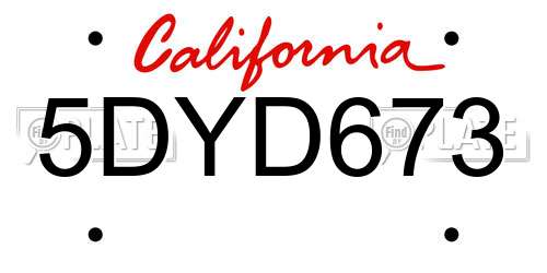 5DYD673 California License Plate