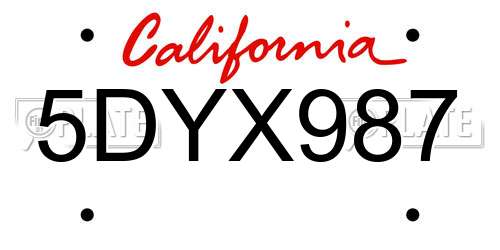 5DYX987 California License Plate