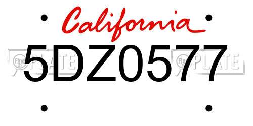 5DZ0577 California License Plate