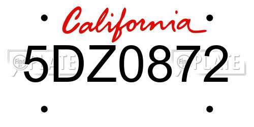 5DZ0872 California License Plate