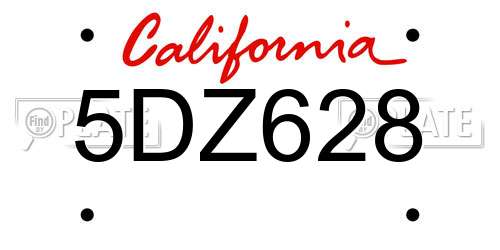 5DZ628 California License Plate