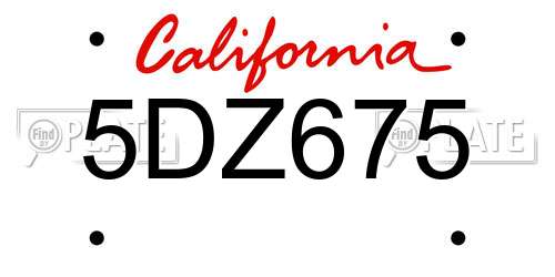 5DZ675 California License Plate