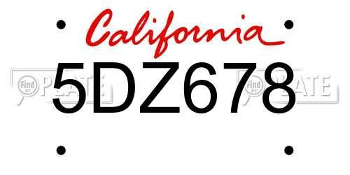 5DZ678 California License Plate