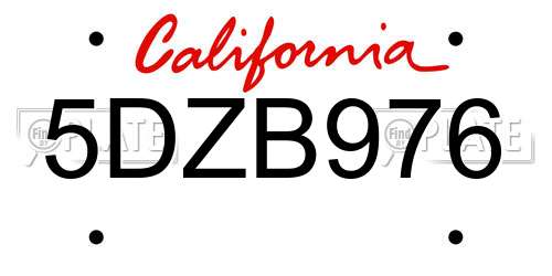5DZB976 California License Plate