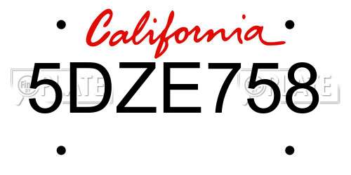 5DZE758 California License Plate