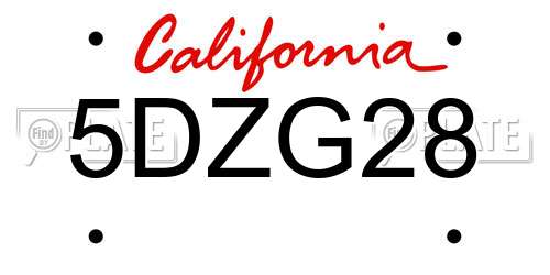5DZG28 California License Plate