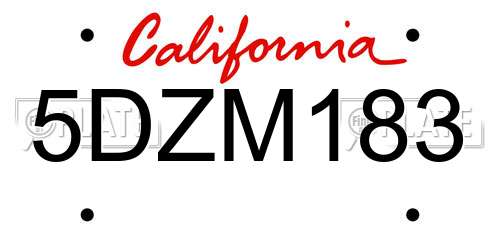 5DZM183 California License Plate