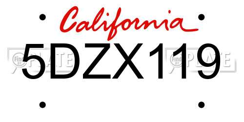 5DZX119 California License Plate
